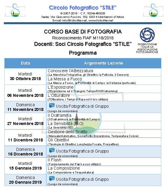 Corso Base Fotografia 2018-2019